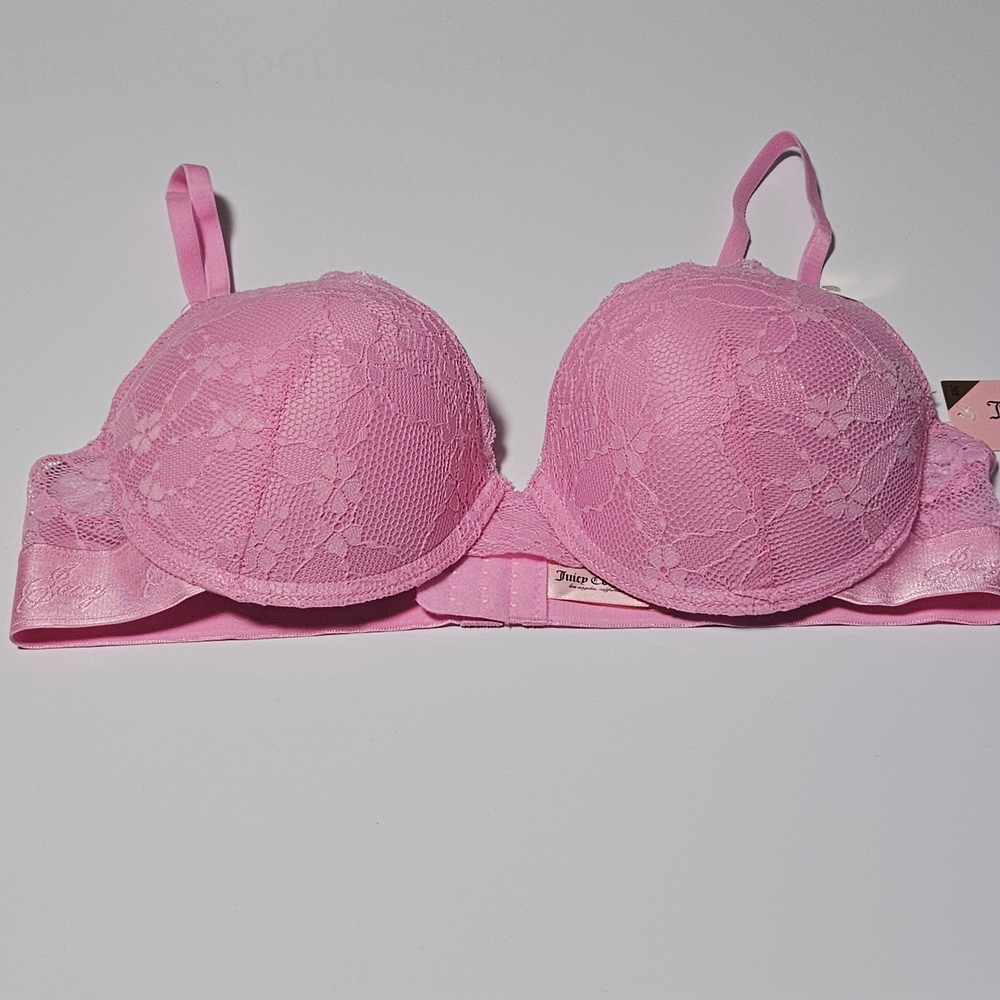 Juicy Couture 38C Lace Sexy Push-Up Bra Bubblegum Pink NWT